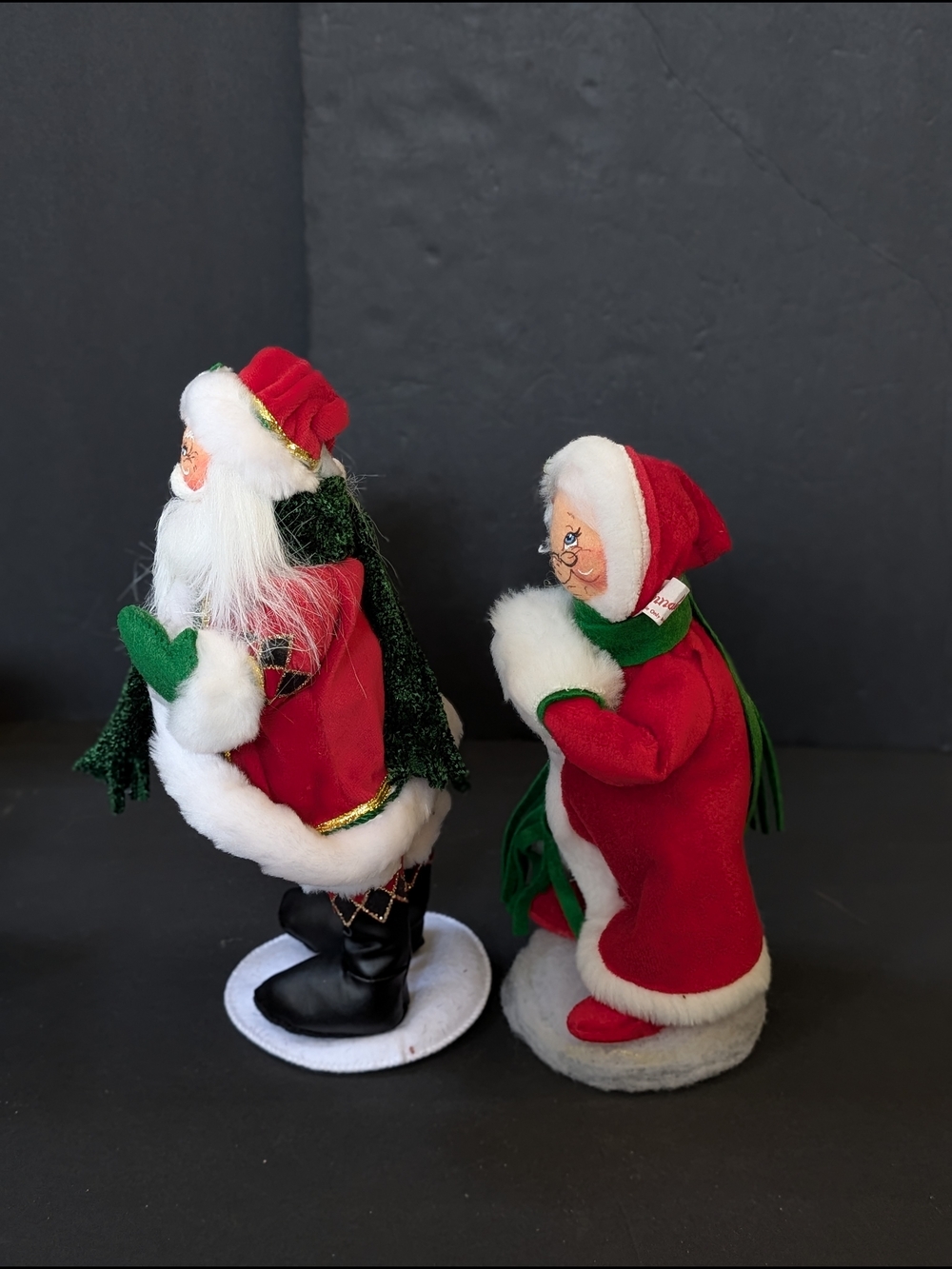 Annalee Red and Green Santa & Mrs. Claus Holiday Figurine Pair - Picture 3 of 8